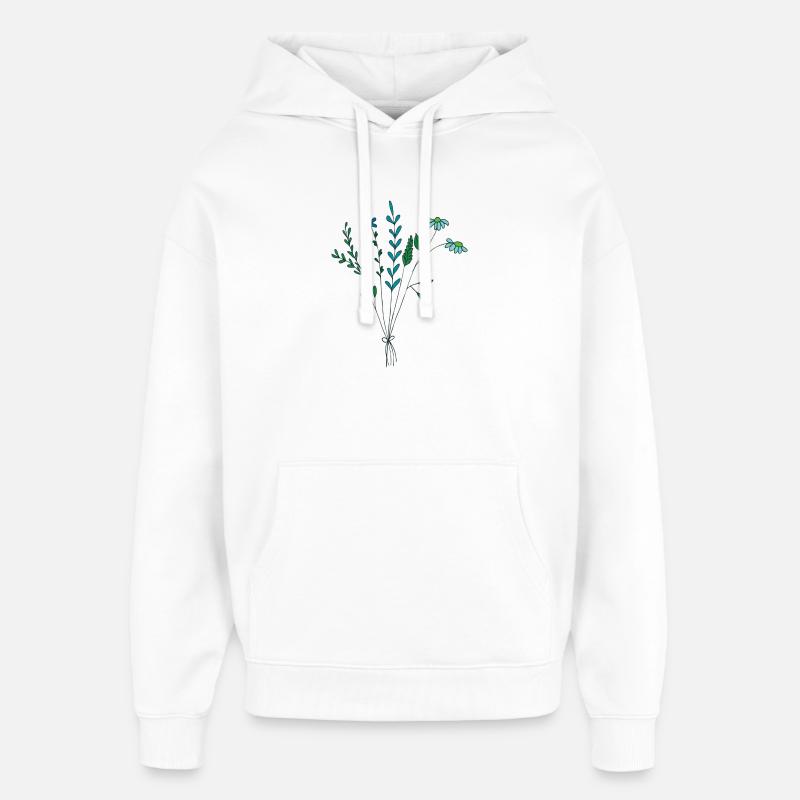 fleur prairie tons bleus fleurs sèches - Sweat à capuche unisexe Stanley/Stella Oversized - blanc