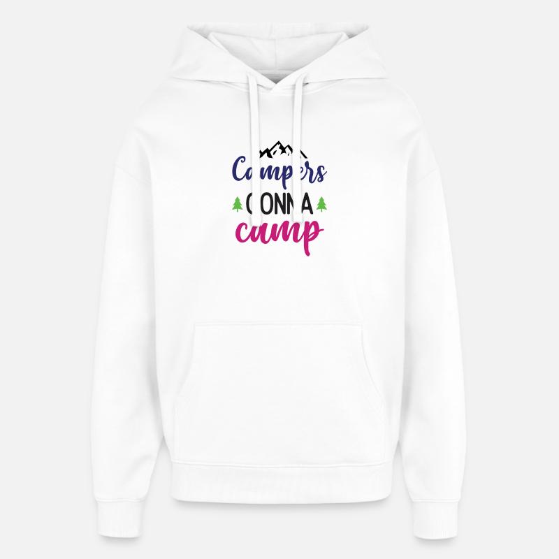 Campeurs qui vont au camp - Sweat à capuche unisexe Stanley/Stella Oversized - blanc