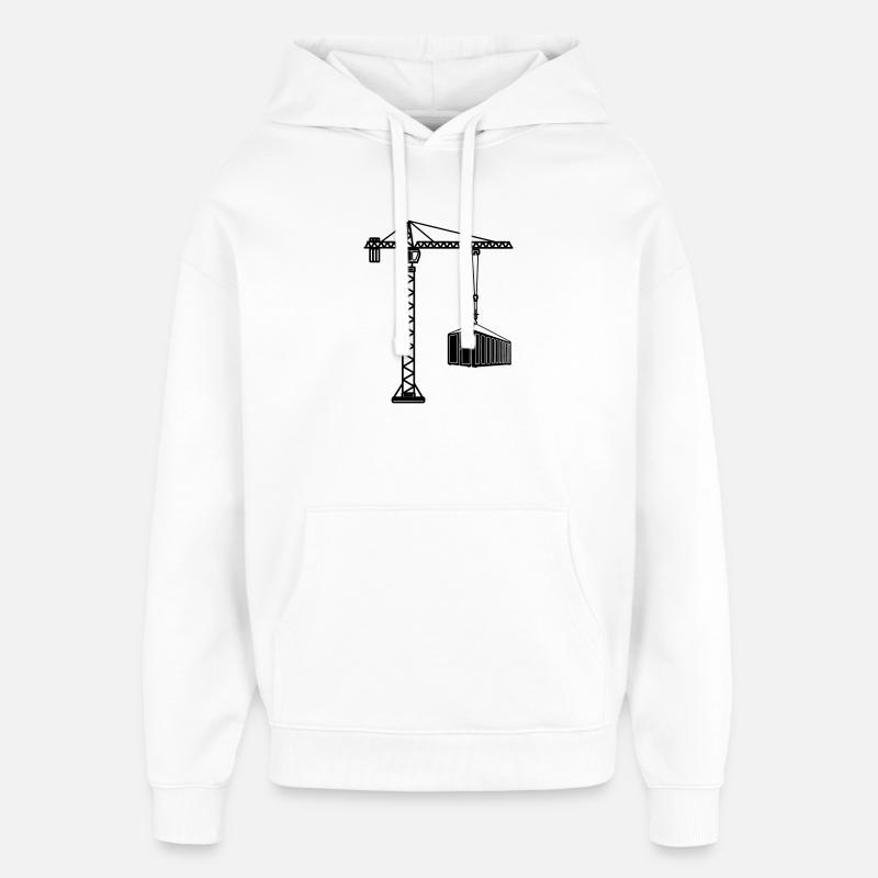 Grue de construction avec conteneur maritime - Sweat à capuche unisexe Stanley/Stella Oversized - blanc