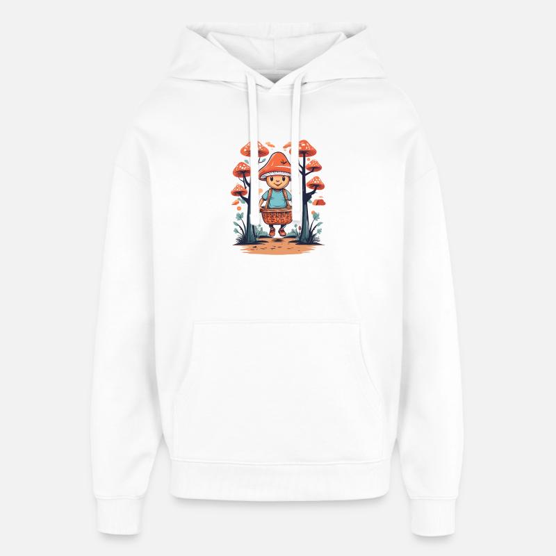 Cueilleur de champignons mignon - Sweat à capuche unisexe Stanley/Stella Oversized - blanc