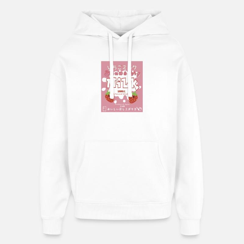 Lait de fraise japonais - Sweat à capuche unisexe Stanley/Stella Oversized - blanc