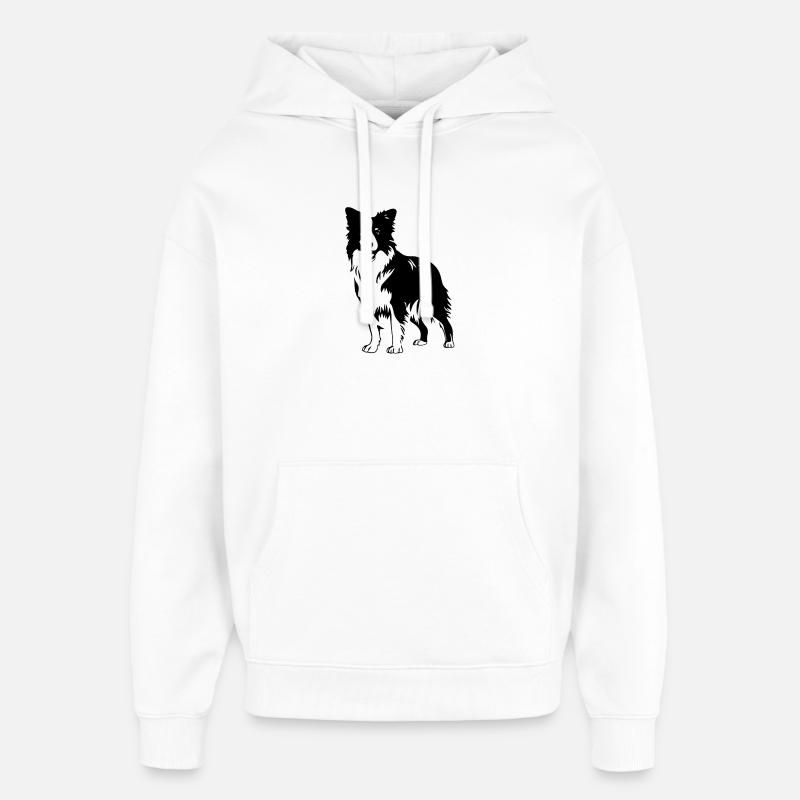 Border collie  - Sweat à capuche unisexe Stanley/Stella Oversized - blanc