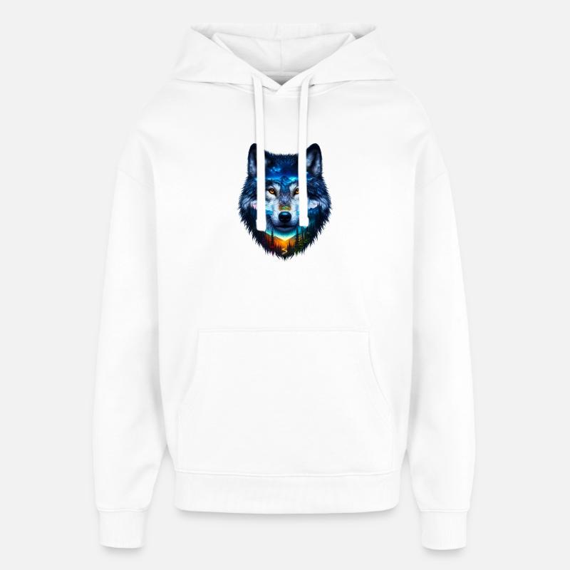 Loup - Sweat à capuche unisexe Stanley/Stella Oversized - blanc