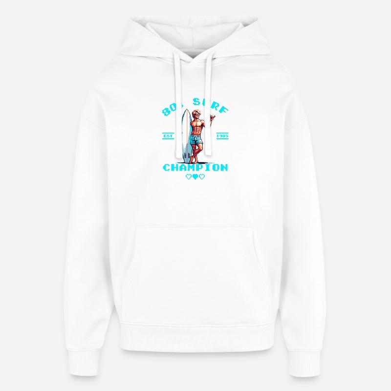Pixel rétro 80e champion de surf - Sweat à capuche unisexe Stanley/Stella Oversized - blanc