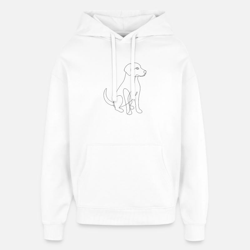 Dessin au trait - Chien - Sweat à capuche unisexe Stanley/Stella Oversized - blanc