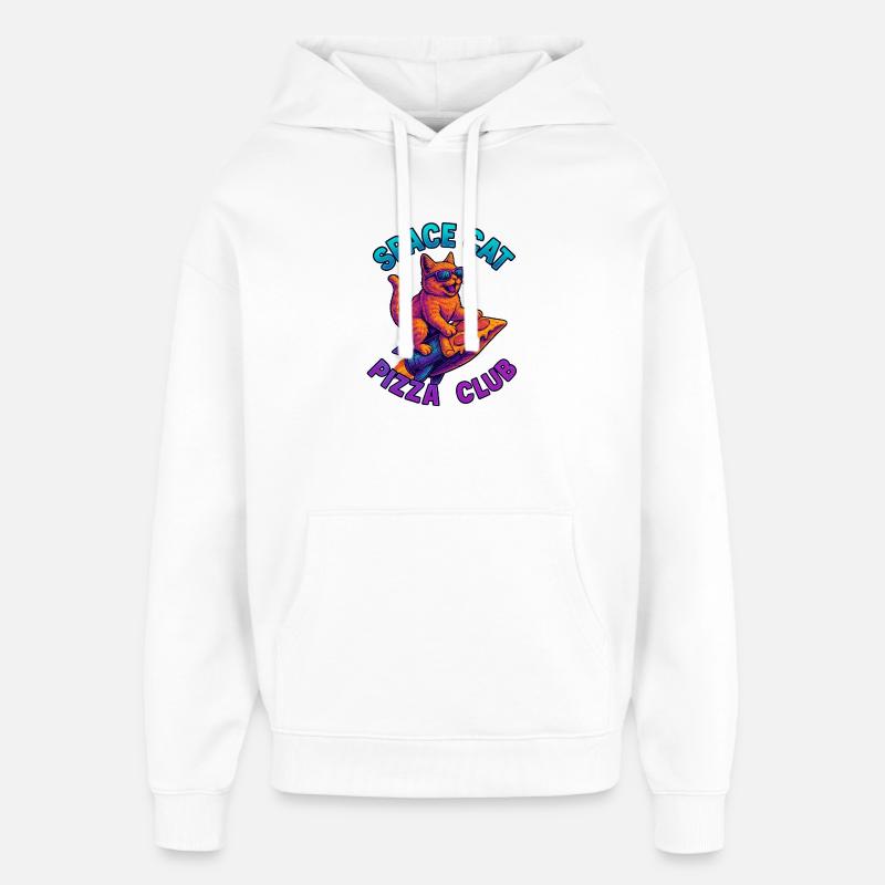 Pizza SpaceCat - Sweat à capuche unisexe Stanley/Stella Oversized - blanc