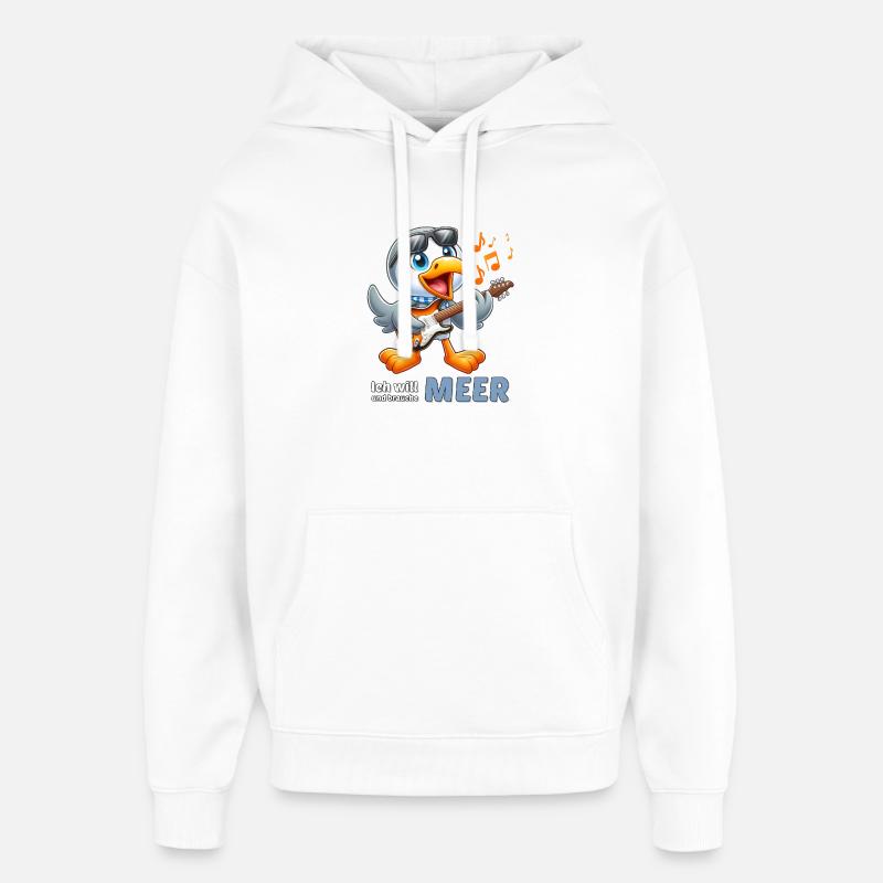 Oiseau de mer joyeux avec guitare - Sweat à capuche unisexe Stanley/Stella Oversized - blanc