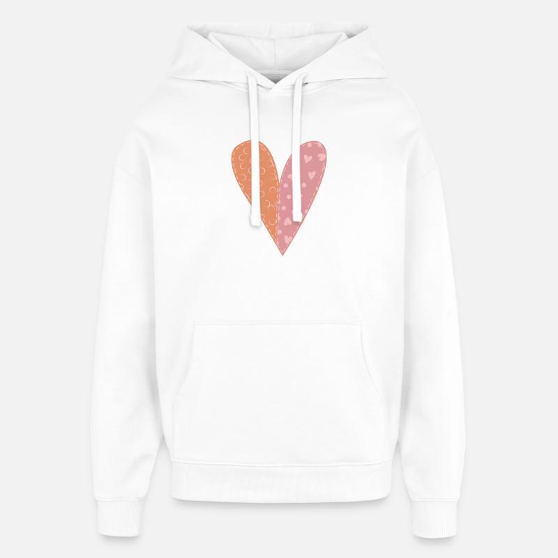 Coeur Patchwork No7 - Sweat à capuche unisexe Stanley/Stella Oversized - blanc