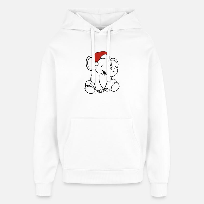 Éléphant Bébé Noël - Sweat à capuche unisexe Stanley/Stella Oversized - blanc