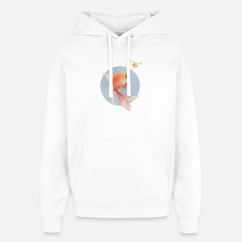 Poisson rouge avec une vision - Sweat à capuche unisexe Stanley/Stella Oversized - blanc