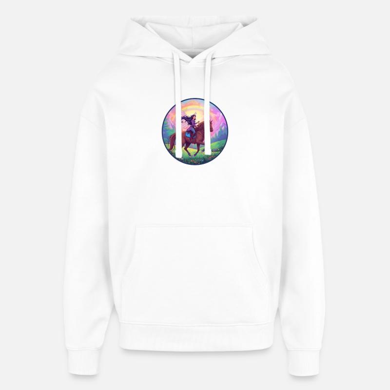 Fée imaginative sur cheval - Sweat à capuche unisexe Stanley/Stella Oversized - blanc