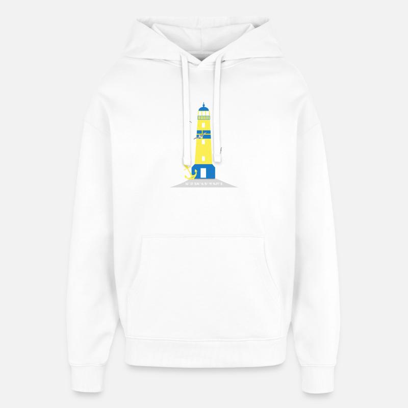 Phare avec ancre et mouettes - Sweat à capuche unisexe Stanley/Stella Oversized - blanc
