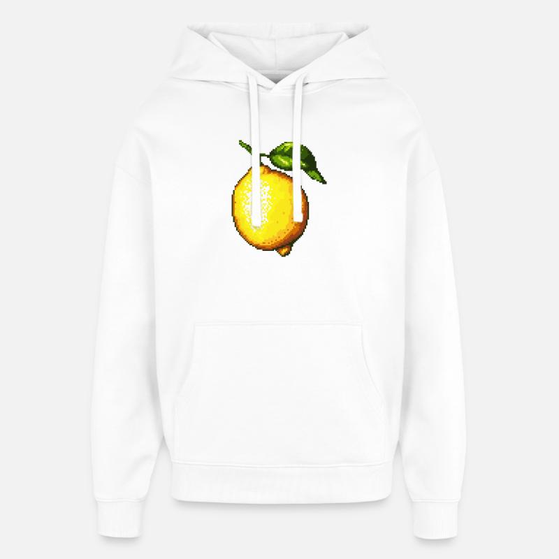 Pixel Lemons Rétro Fruit Art - Sweat à capuche unisexe Stanley/Stella Oversized - blanc