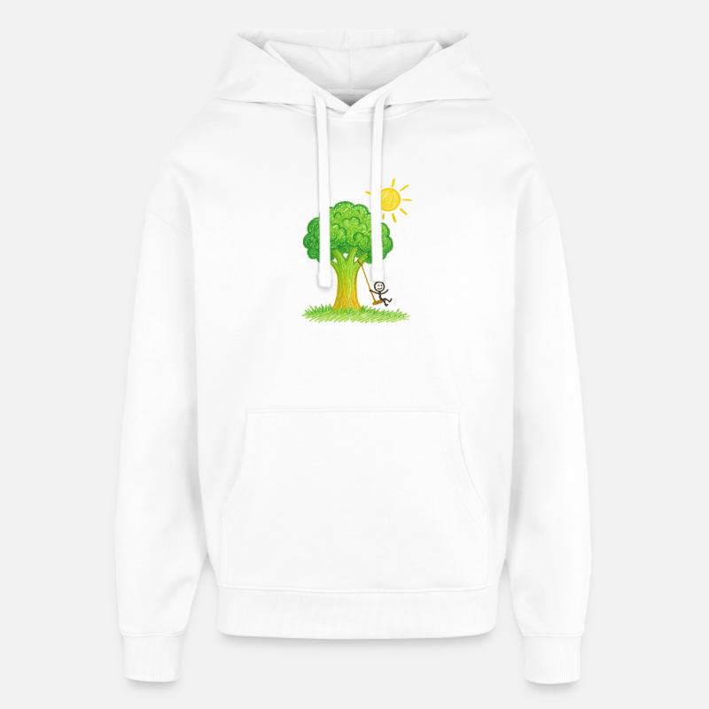 Brocoli Tree Swingin' Days - Sweat à capuche unisexe Stanley/Stella Oversized - blanc
