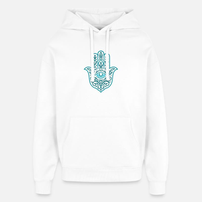 Mano mistica di Hamsa con occhio e ornamenti - Stanley/Stella Oversized Felpa con cappuccio unisex - bianco