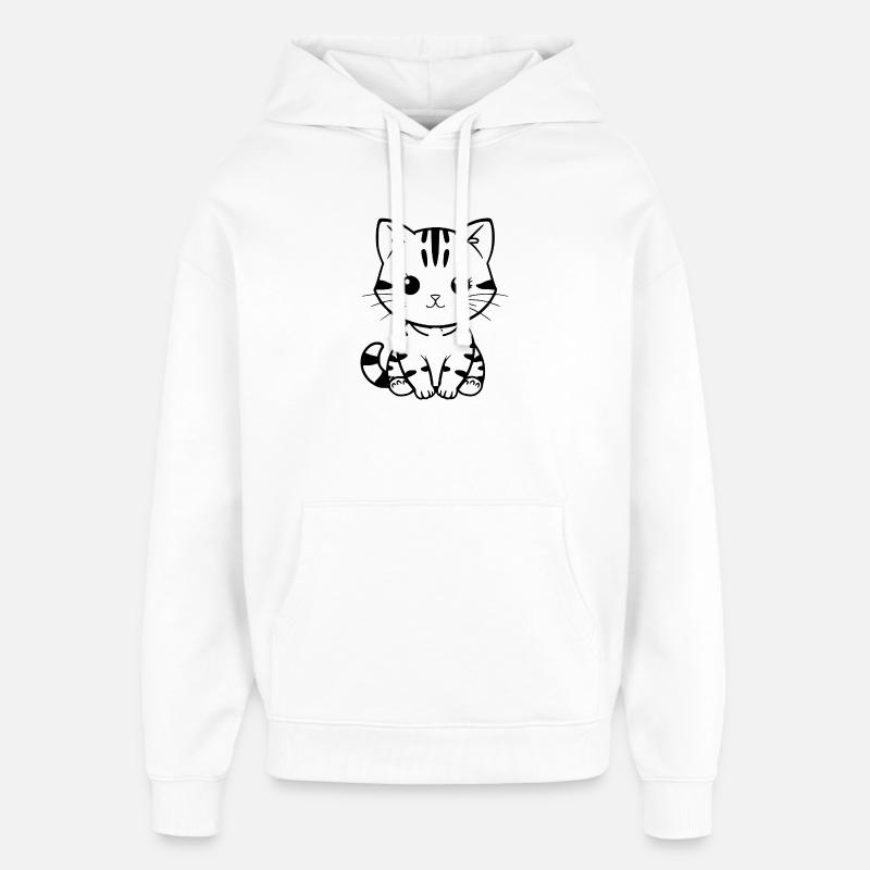Cadeau de Noël Chat chaton Chat - Sweat à capuche unisexe Stanley/Stella Oversized - blanc