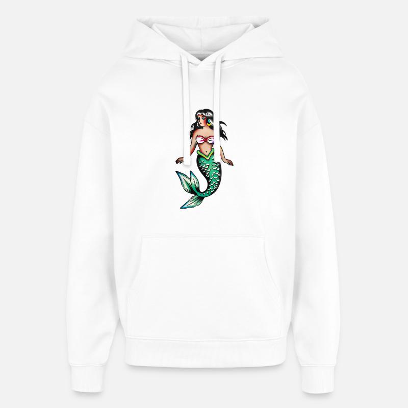 Tatouage de sirène rétro - Sweat à capuche unisexe Stanley/Stella Oversized - blanc