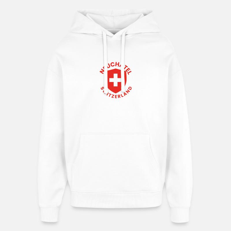 Bouclier suisse de Neuchâtel - Sweat à capuche unisexe Stanley/Stella Oversized - blanc
