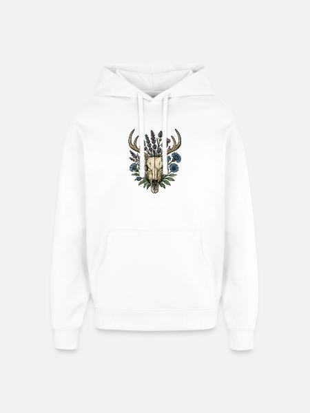 Deer bones with flower wreath - Oversized Unisex Hoodie by Stanley/Stella - white