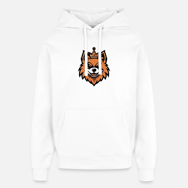 Couronne de chien de Poméranie - Sweat à capuche unisexe Stanley/Stella Oversized - blanc
