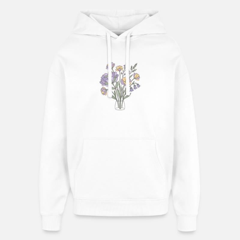 Fleurs Blumen pastel Botanik - Sweat à capuche unisexe Stanley/Stella Oversized - blanc