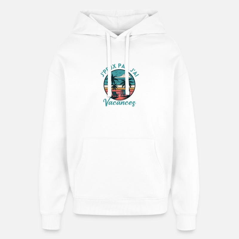 Vacance Palmiers Coucher Soleil - Sweat à capuche unisexe Stanley/Stella Oversized - blanc