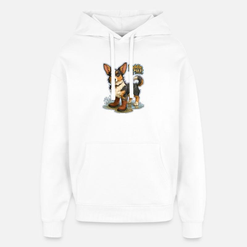 Puddle Pup Energie: Splash Boots - Oversized Unisex Hoodie von Stanley/Stella - Weiß