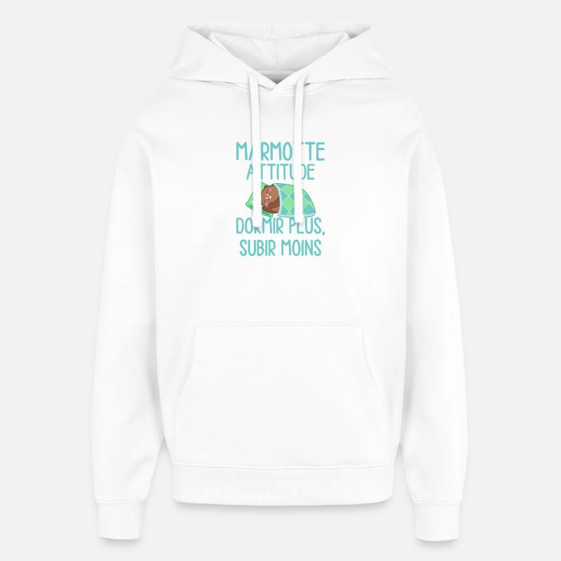 Marmotte Attitude Dormir Plus - Sweat à capuche unisexe Stanley/Stella Oversized - blanc