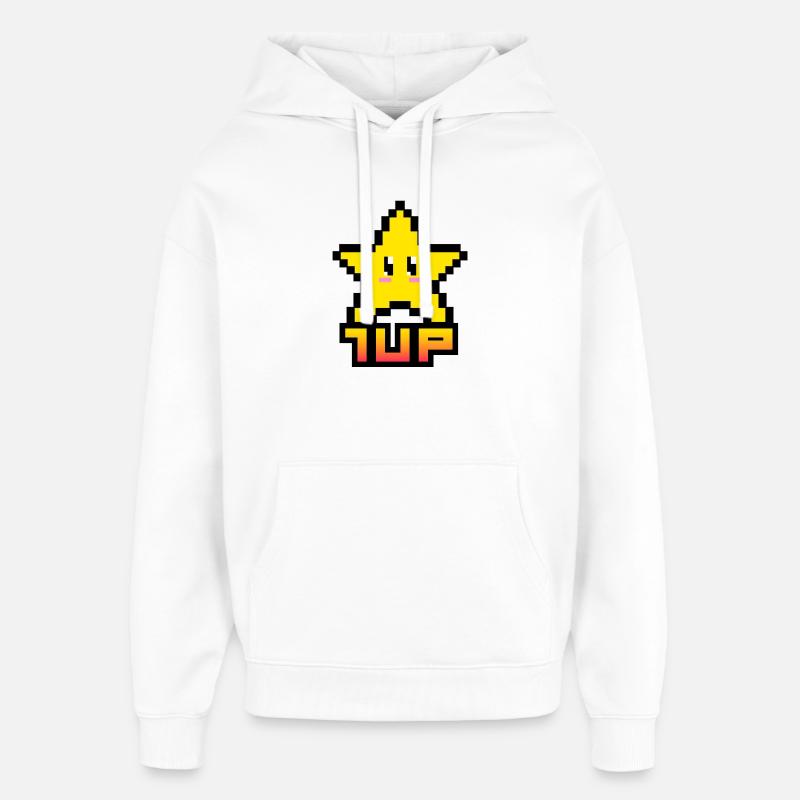 1up Pixel Star - Sweat à capuche unisexe Stanley/Stella Oversized - blanc