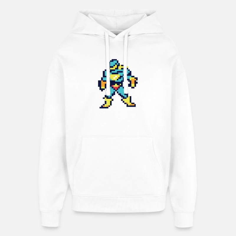 Super-héros Pixel Art - Héros masculin - Sweat à capuche unisexe Stanley/Stella Oversized - blanc