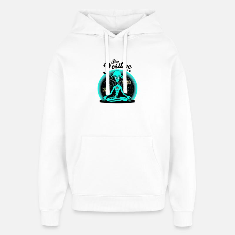 Restez positif - Sweat à capuche unisexe Stanley/Stella Oversized - blanc