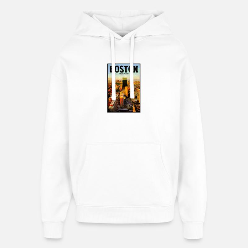 Paysage urbain de Boston - Sweat à capuche unisexe Stanley/Stella Oversized - blanc