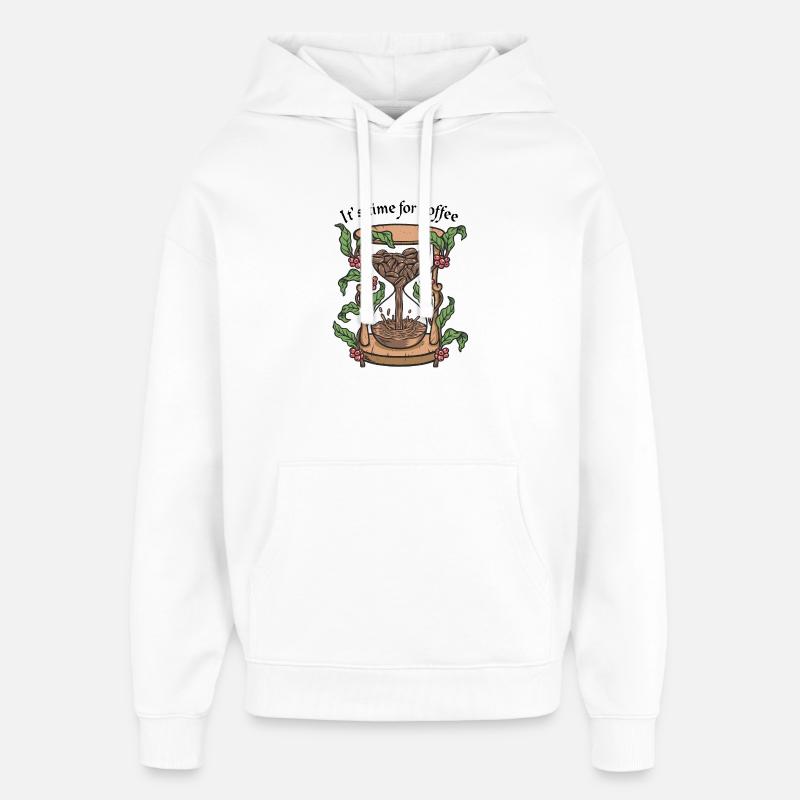 Heure du café Sielier botanique - Sweat à capuche unisexe Stanley/Stella Oversized - blanc