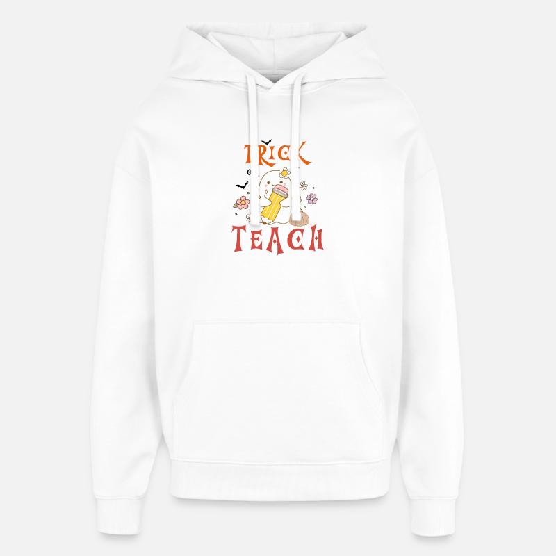 Trick Or Teach Halloween - Sweat à capuche unisexe Stanley/Stella Oversized - blanc
