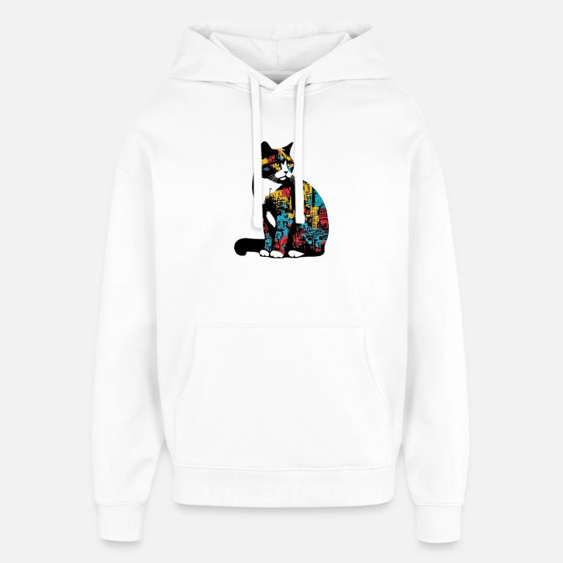 Chat - Sweat à capuche unisexe Stanley/Stella Oversized - blanc