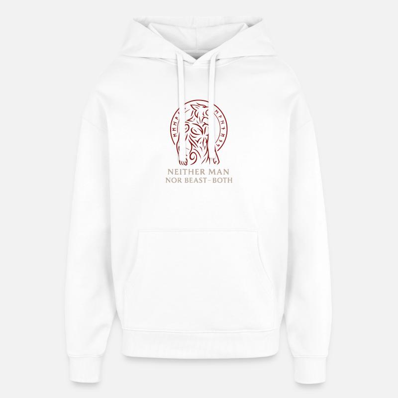 Conception hybride de loup-garou tribal - Sweat à capuche unisexe Stanley/Stella Oversized - blanc