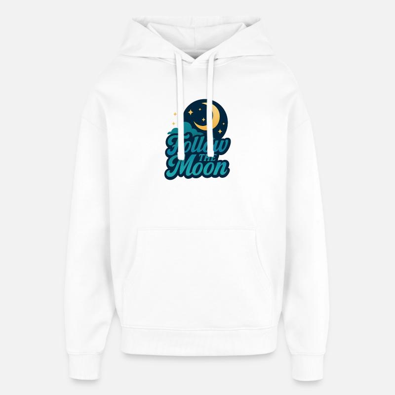 Ciel nocturne avec lune et étoiles - Sweat à capuche unisexe Stanley/Stella Oversized - blanc