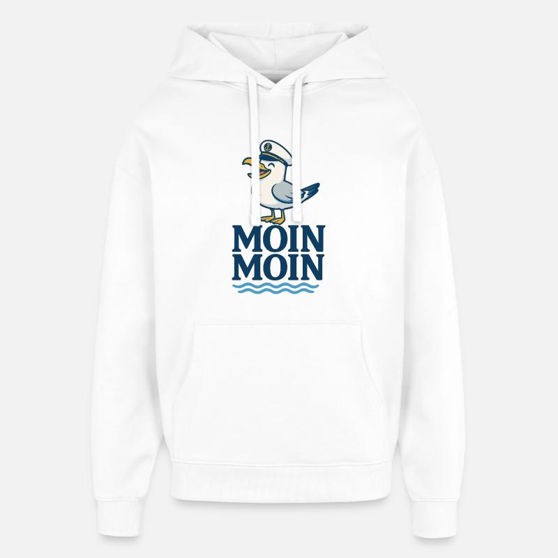 Seagull Captain Moin Moin Imprimer - Sweat à capuche unisexe Stanley/Stella Oversized - blanc