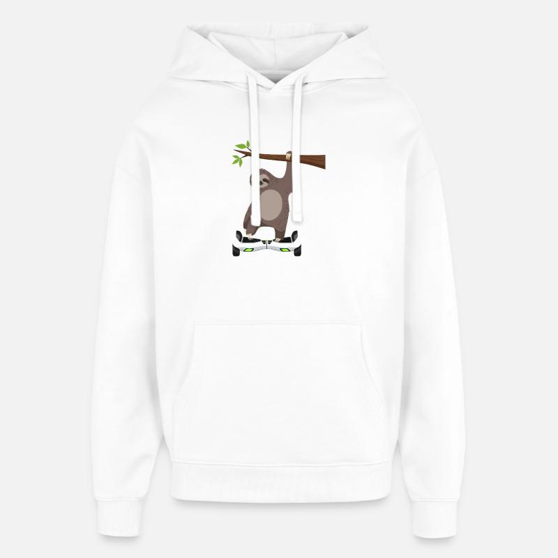 Faultier chillen Hoverboard Cartoon Technik Gleich - Oversized Unisex Hoodie von Stanley/Stella - Weiß
