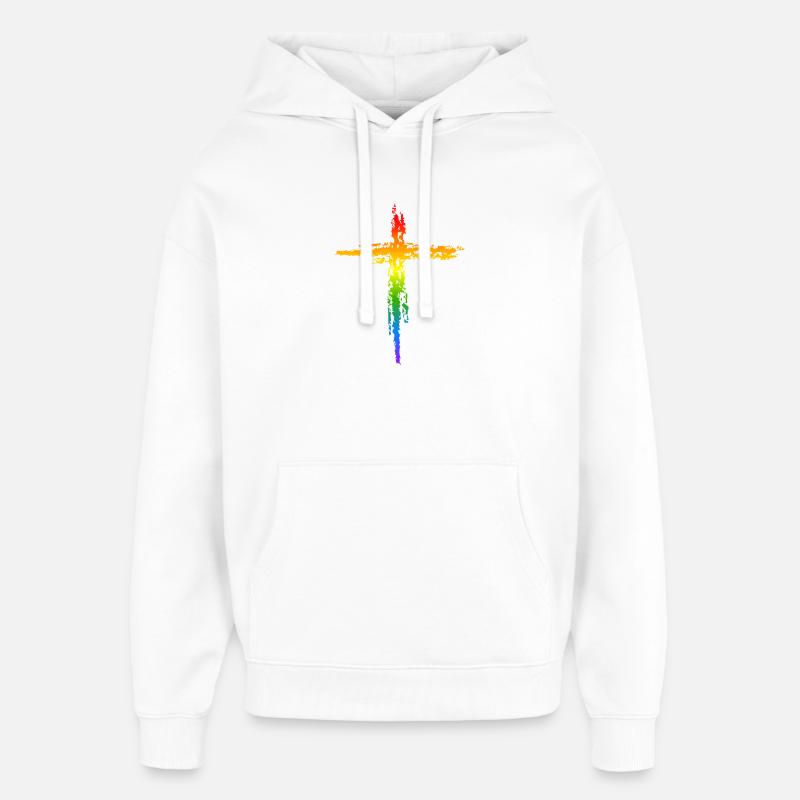 Croix arc-en-ciel - Sweat à capuche unisexe Stanley/Stella Oversized - blanc