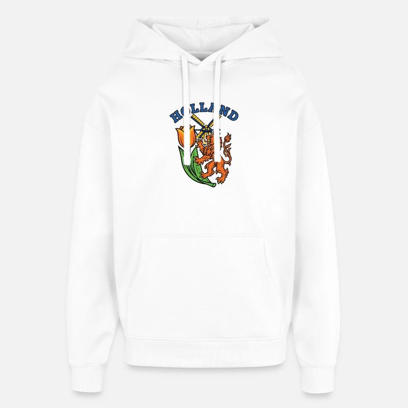 Hollande Tulipe moulin à vent Emblème - Sweat à capuche unisexe Stanley/Stella Oversized - blanc