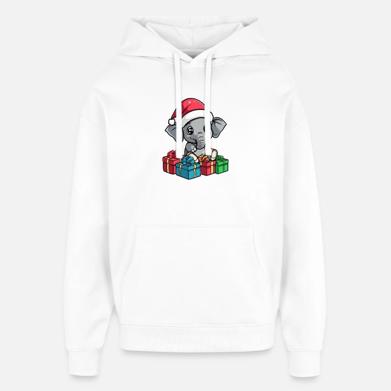 Cadeaux de Noël pour éléphants - Sweat à capuche unisexe Stanley/Stella Oversized - blanc