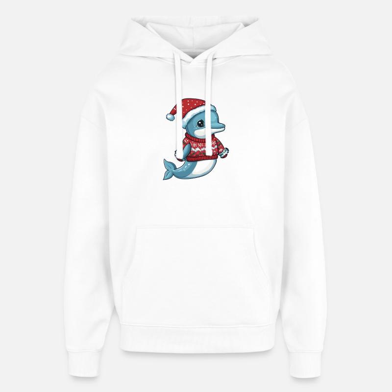 Noël de Noël des dauphins - Sweat à capuche unisexe Stanley/Stella Oversized - blanc