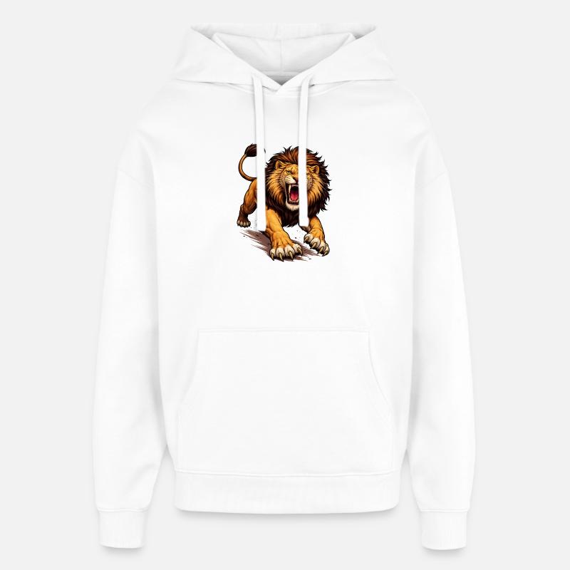 Une bande dessinée Fierce Lion - Sweat à capuche unisexe Stanley/Stella Oversized - blanc