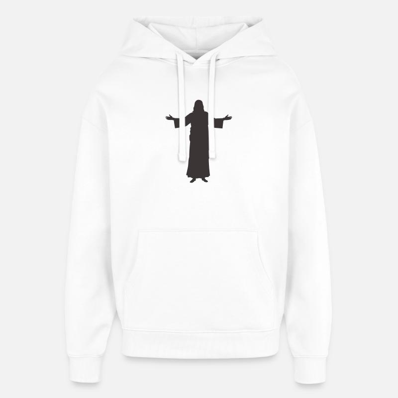 Silhouette de Jésus Bras ouverts - Sweat à capuche unisexe Stanley/Stella Oversized - blanc