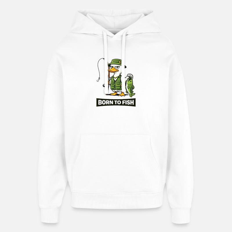 Né de pêcheur au canard pêcheur - Sweat à capuche unisexe Stanley/Stella Oversized - blanc