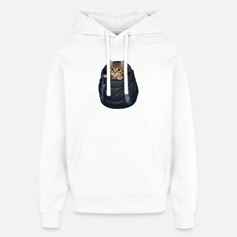 Un chat dans un poke - Sweat à capuche unisexe Stanley/Stella Oversized - blanc
