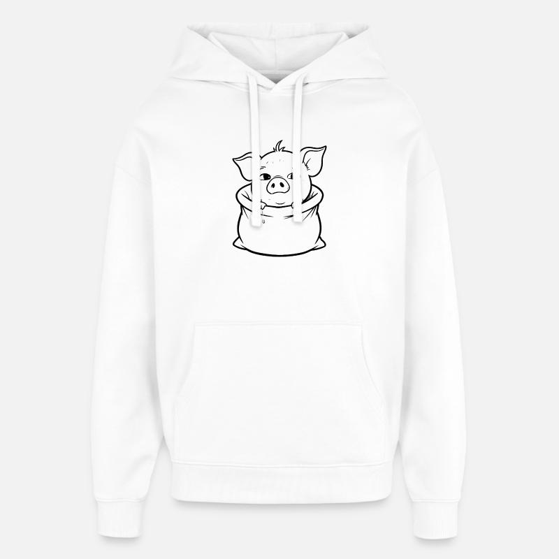 Cochon dans une poke - Sweat à capuche unisexe Stanley/Stella Oversized - blanc