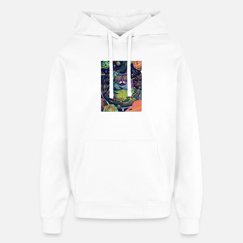 Espace Hippie Chat - Sweat à capuche unisexe Stanley/Stella Oversized - blanc