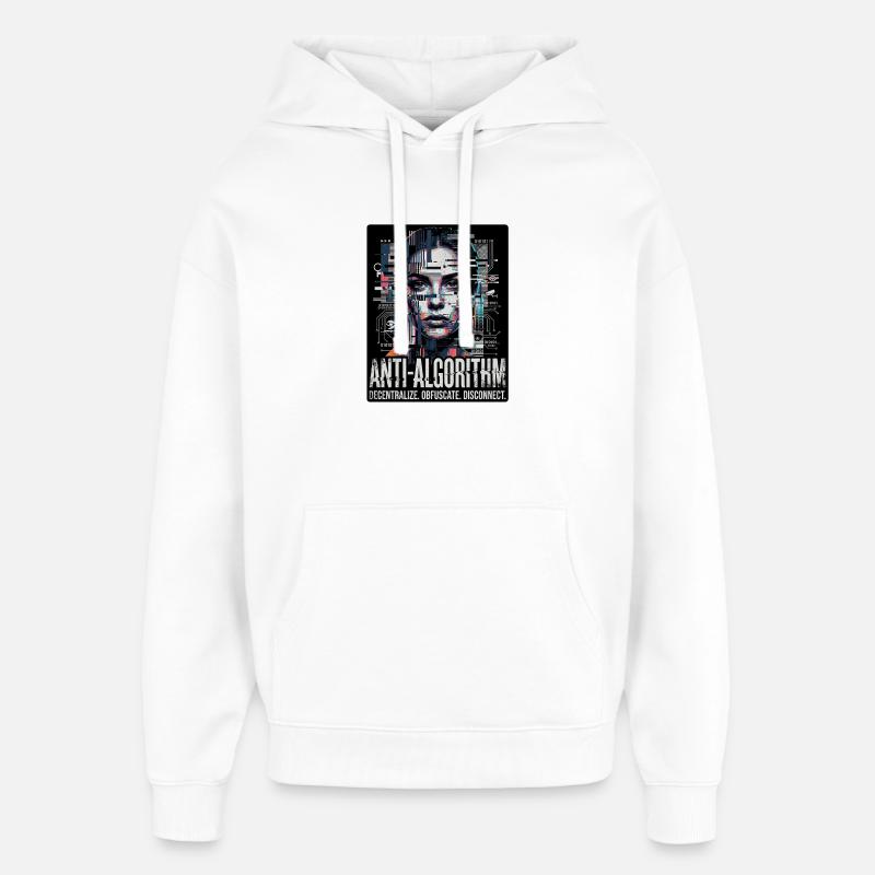 Anti Algorithm - Oversized Unisex Hoodie by Stanley/Stella - white